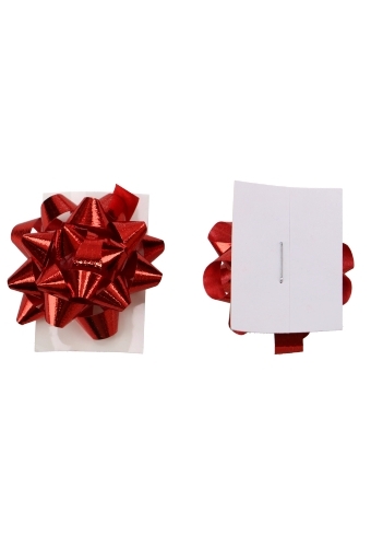 Mini Bows Strik Rond 35mm Metallic Rood Met Plakker 100stuks
