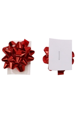 Mini Bows Strik Rond 35mm Metallic Rood Met Plakker 100stuks