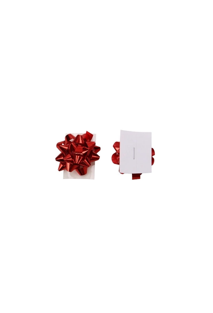 Mini Bows Strik Rond 35mm Metallic Rood Met Plakker 100stuks