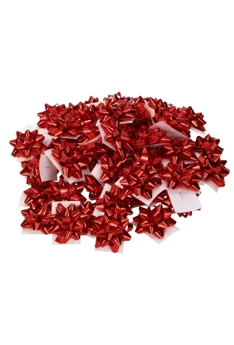 Mini Bows Strik Rond 35mm Metallic Rood Met Plakker 100stuks