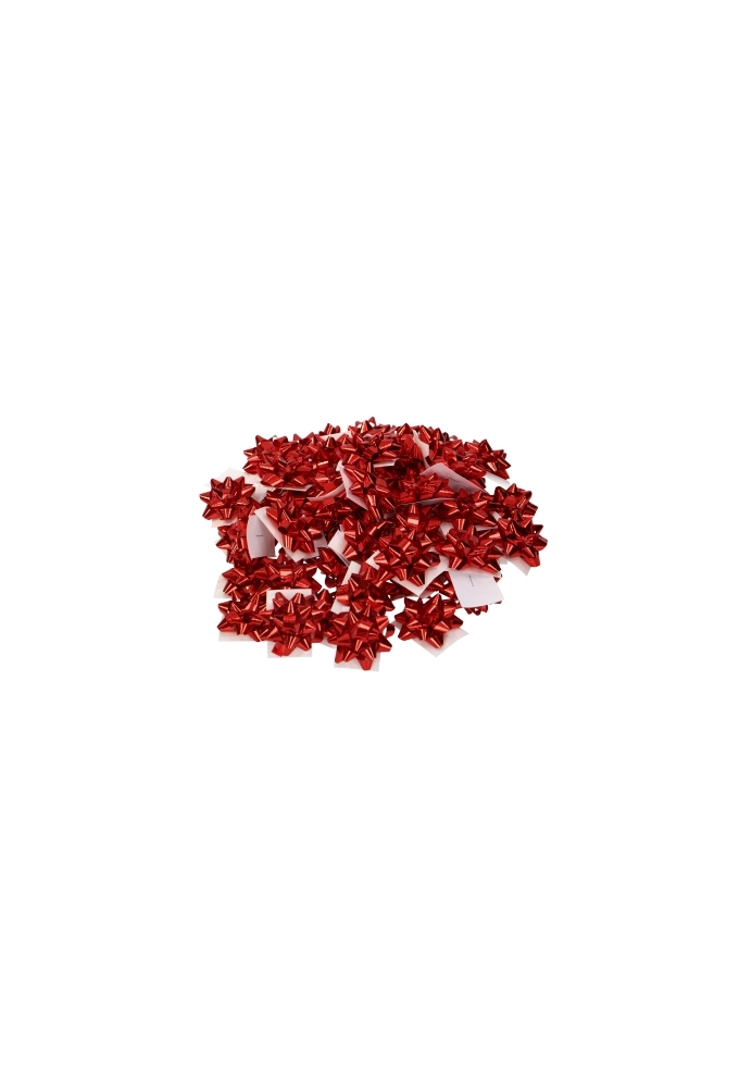 Mini Bows Strik Rond 35mm Metallic Rood Met Plakker 100stuks