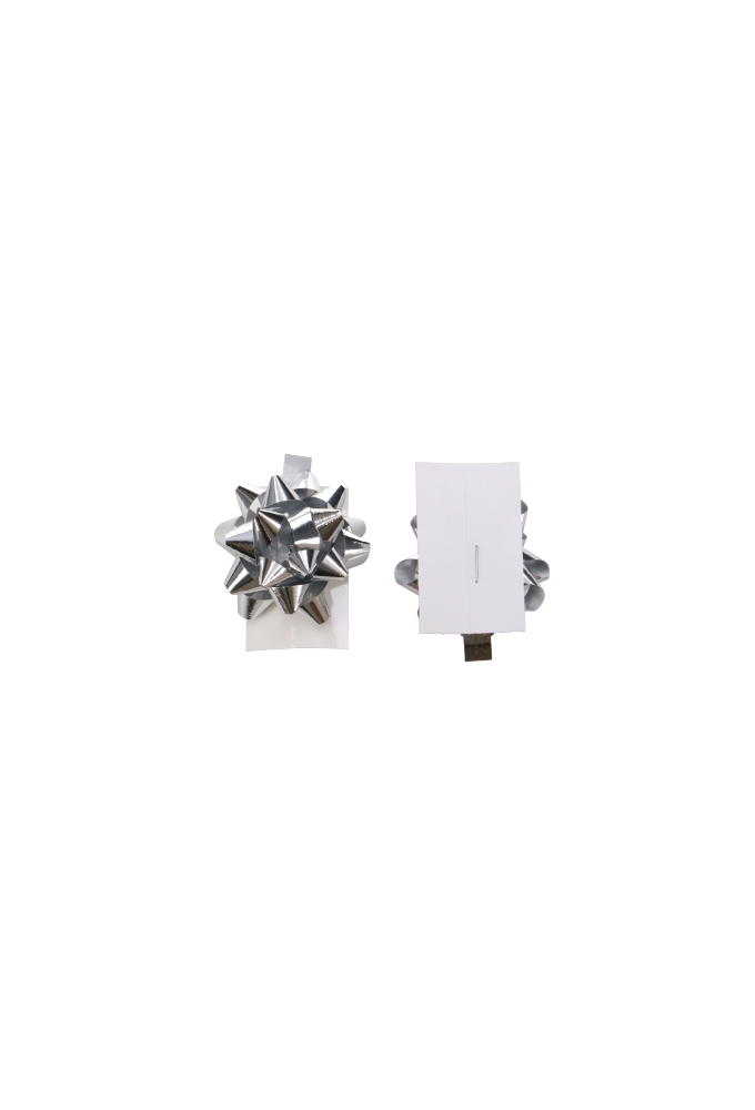 Mini Bows Strik Rond 35mm Metallic Zilver Met Plakker 100stuks