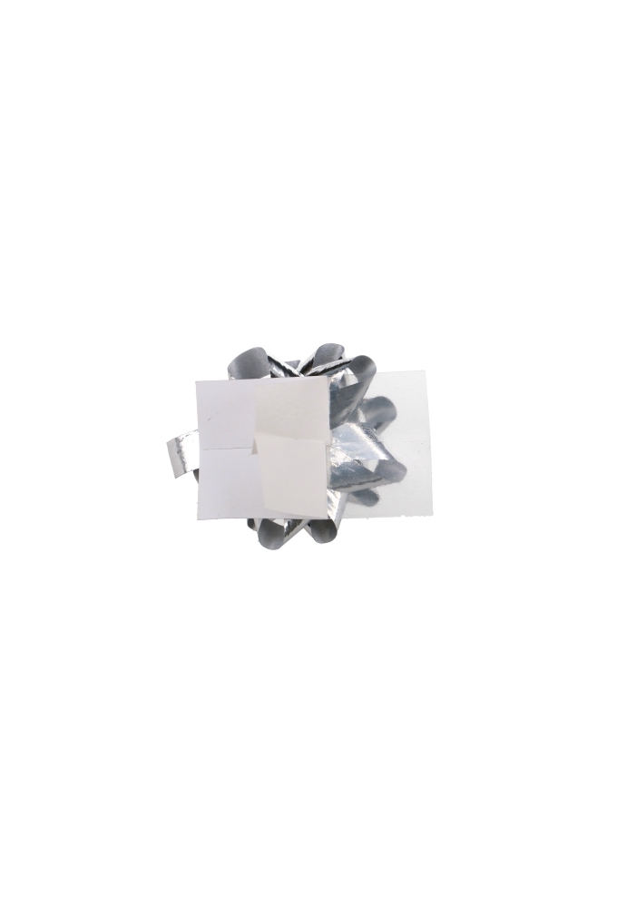 Mini Bows Strik Rond 35mm Metallic Zilver Met Plakker 100stuks