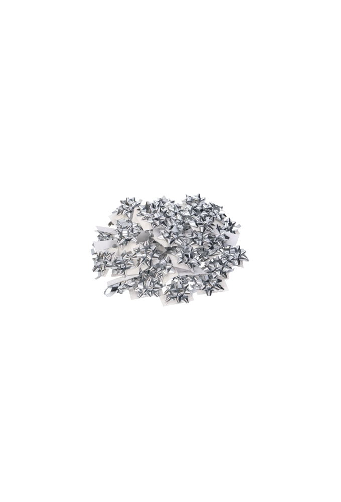 Mini Bows Strik Rond 35mm Metallic Zilver Met Plakker 100stuks
