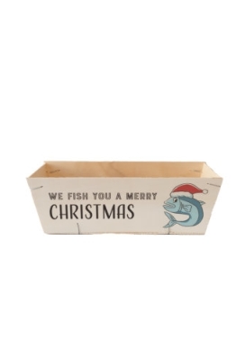 Houten Korf Bedrukt Kerst Versie 6 29x19x9cm 25stuks