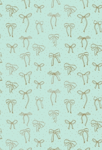 Kadopapier Coated Happy Bows Mint & Gold 50cm x 200meter