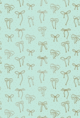 Kadopapier Coated Happy Bows Mint & Gold 50cm x 200meter