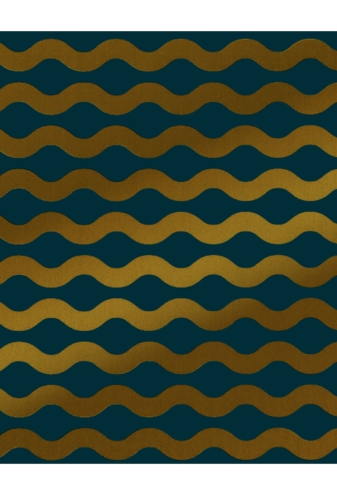 Kadopapier Coated Fusilli Blue & Yellow metallic 50cm x 200meter
