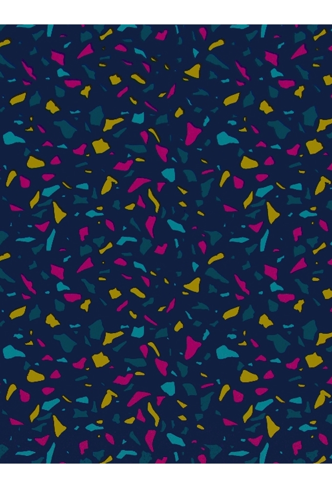 Kadopapier Coated Terrazzo Tile Blue & Magenta 50cm x 200meter