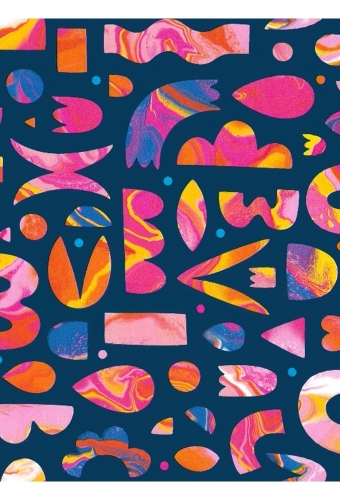 Kadopapier Coated Lava Shapes Multicolor 50cm x 200meter