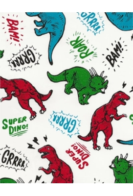 Cadeaupapier Coated super dino green & red & blue 50cm x 200meter
