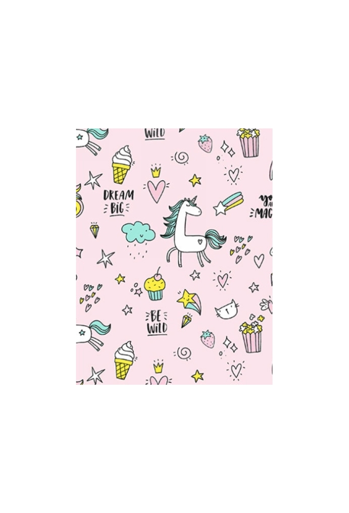 Cadeaupapier Coated lovely unicorn pink 50cm x 200meter