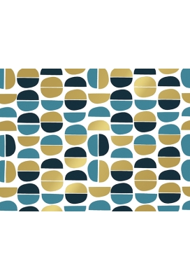 Cadeaupapier Coated ova blauw & goud 50cm x 200meter