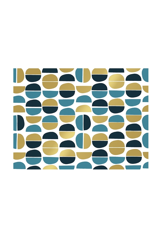 Cadeaupapier Coated ova blauw & goud 50cm x 200meter