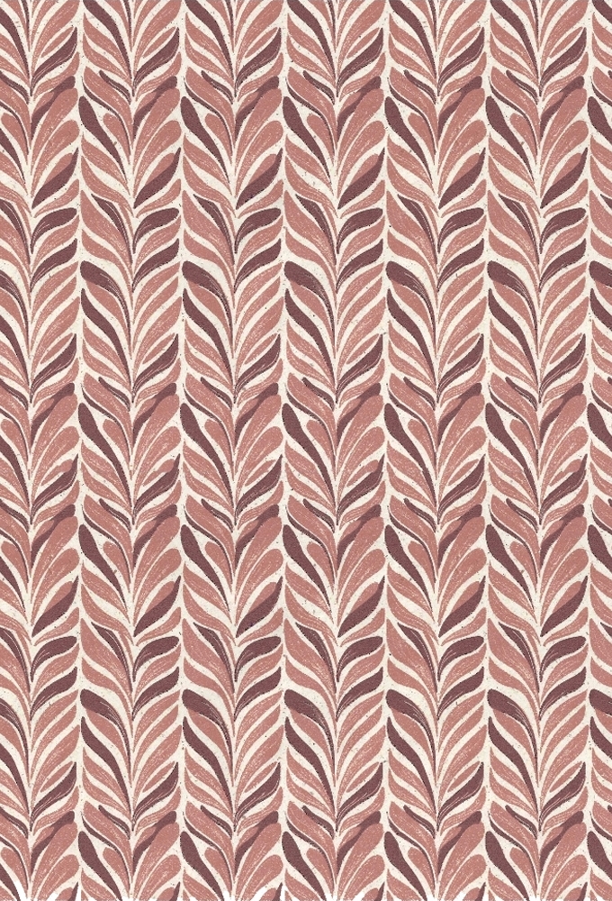 Kadopapier Gras Leaf Lines Copper & Aubergine 50cm x 200meter