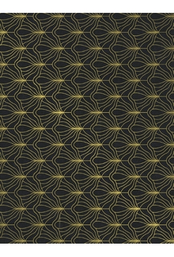 Kraftpapier Reclycled Kraft Artdeco Fan Black Gold 50cm x 200meter