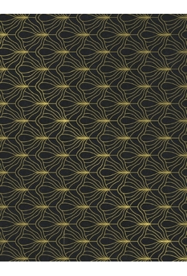 Kraftpapier Reclycled Kraft Artdeco Fan Black Gold 50cm x 200meter