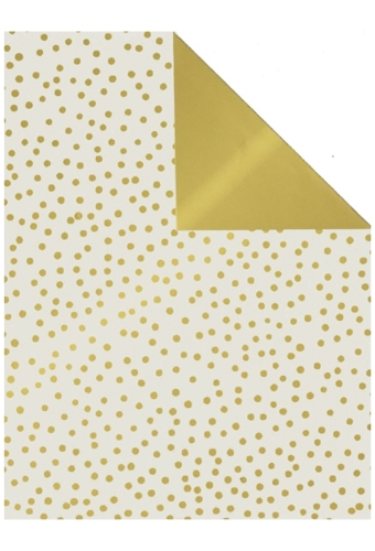 Kadopapier Dubbelzijdig Confetti Dot Pearlgrey & Gold 50cm x 200meter
