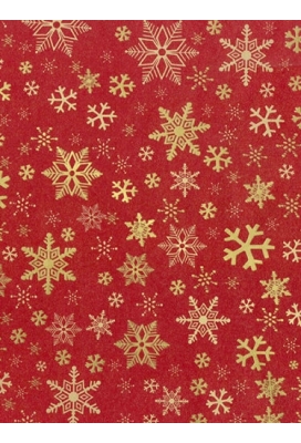 Kraftpapier Bruin recycled kraft snow crystal red gold 70cm x 200meter
