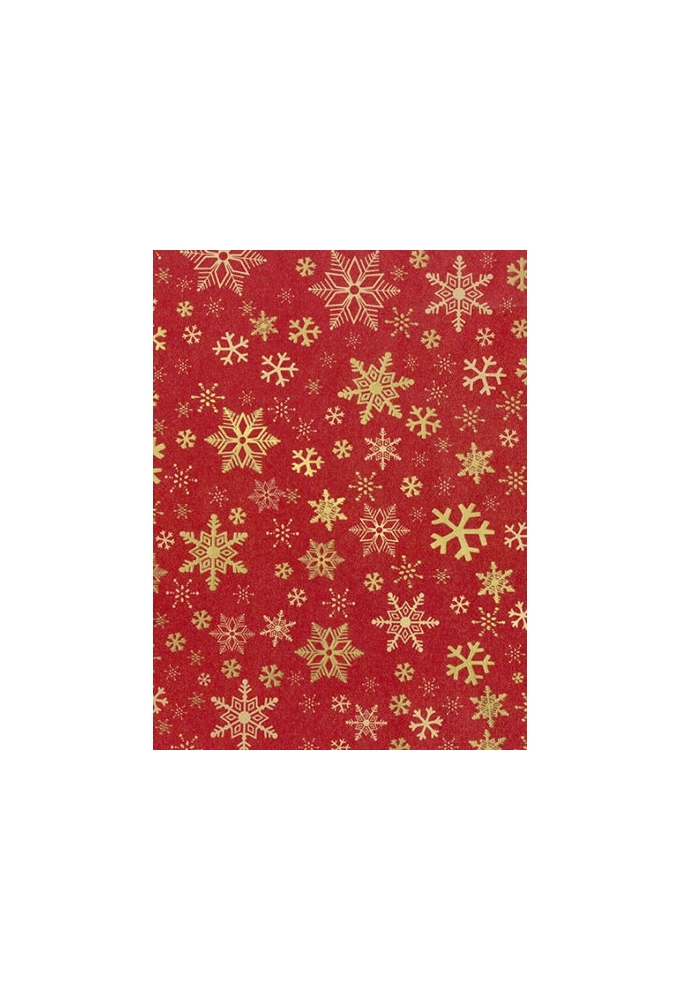 Kraftpapier Bruin recycled kraft snow crystal red gold 70cm x 200meter