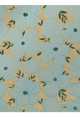 Kadopapier Bruin Kraft Sakura Blue 70cm x 200meter
