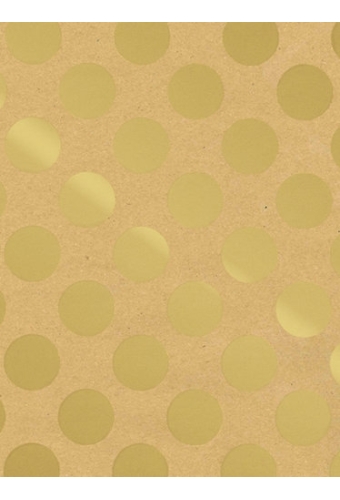 Kraftpapier Bruin recycled kraft big dots gold 70cm x 200meter