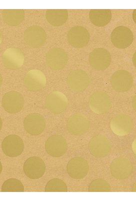 Kraftpapier Bruin recycled kraft big dots gold 70cm x 200meter