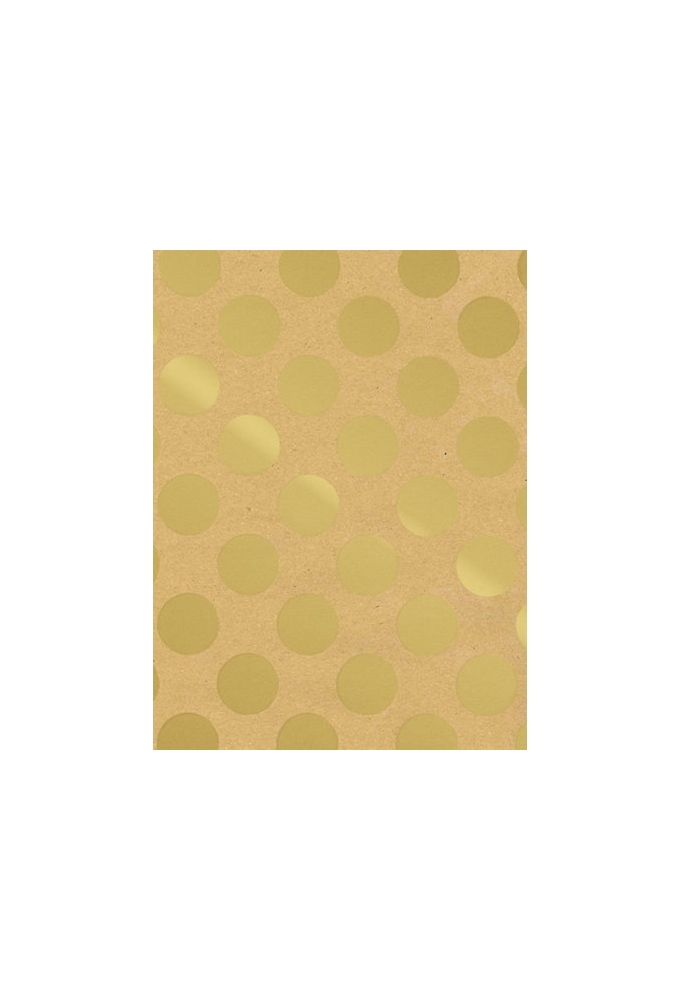 Kraftpapier Bruin recycled kraft big dots gold 70cm x 200meter
