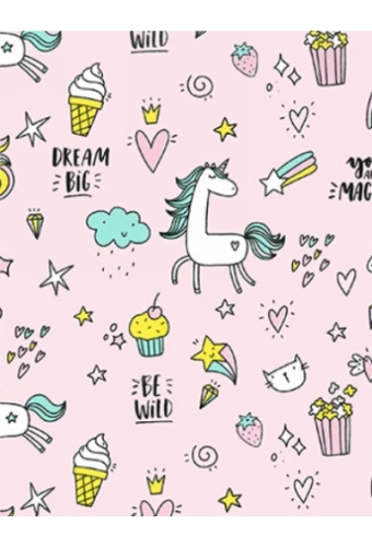 Cadeaupapier Coated lovely unicorn pink 70cm x 200meter