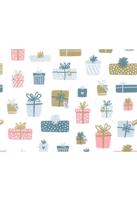 Kraftpapier Wit recycled little presents pink blauw 70cm x 200meter
