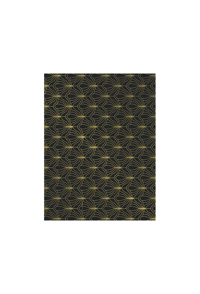 Kraftpapier Reclycled kraft artdeco fan black gold 70cm x 200meter
