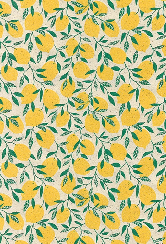 Cadeaupapier Gras little lemon yellow & groen 70cm x 200meter