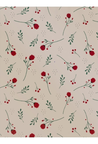 Kadopapier Metallic Little Red Flower 70cm x 200meter