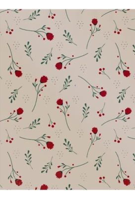 Kadopapier Metallic Little Red Flower 70cm x 200meter