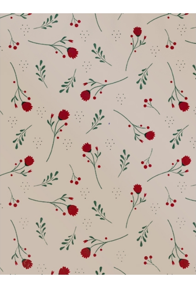 Kadopapier Metallic Little Red Flower 70cm x 200meter