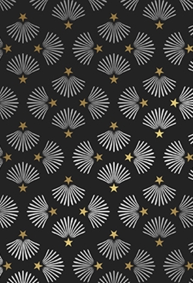 Kerstpapier Metallic Zwart Zilver Ster & Waaier 70cm x 200meter