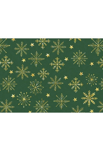 Kerstpapier Holographic christmas winter crystal groen 70cm x 200meter