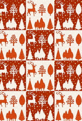 Kerstpapier Coated Ree Tree Wit & Rood 30cm x 200meter