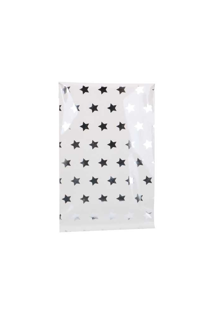 Kerstzakjes Folie Mita Zilver & Ster Plakstrip 10x13.5+3cm 100stuks