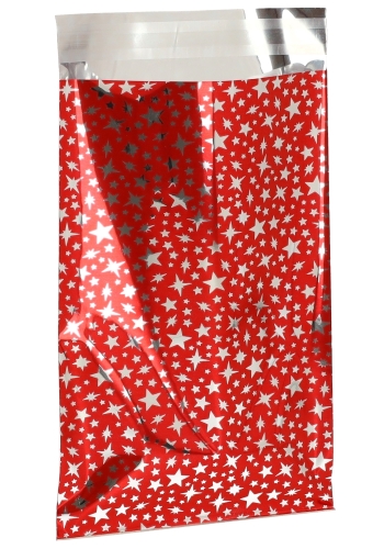 Kerstzakjes Folie Mita Rood & Little stars Plakstrip 10x13.5+3cm 100st