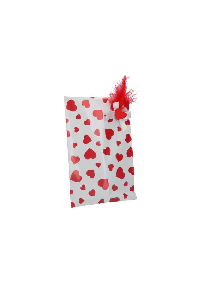 Kadozakjes Folie Mita Mat Hartjes & Plakstrip 12x18.5+3cm 100stuks