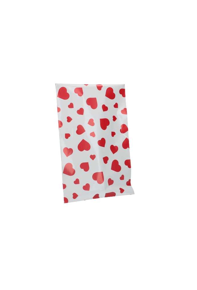 Kadozakjes Folie Mita Mat Hartjes & Plakstrip 12x18.5+3cm 100stuks
