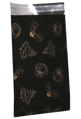 Kerstzakjes Folie Mita Black Mat Christmas Plakstrip 15x23.5+3cm 100st