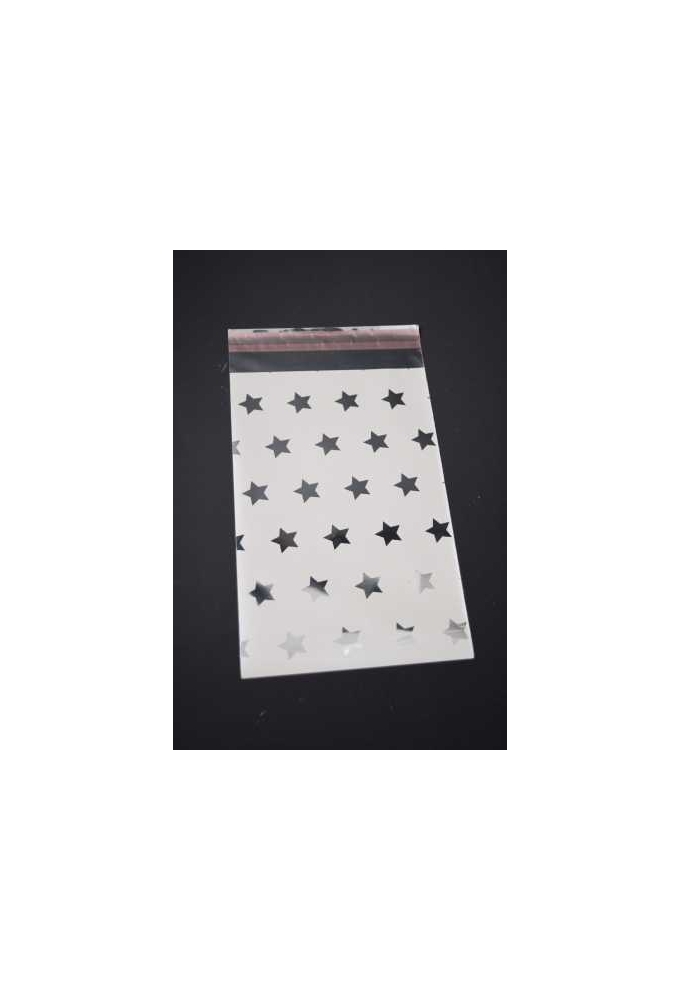 Kerstzakjes Folie Mita Zilver & Ster Plakstrip 15x23.5+3cm 100stuks