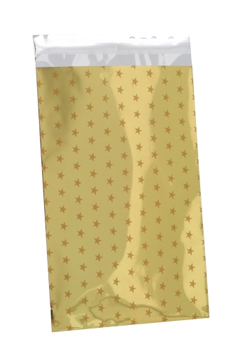 Kerstzakjes Folie Mita Plakstrip Gold Stars Shine 15x23.5+3cm 100stuks