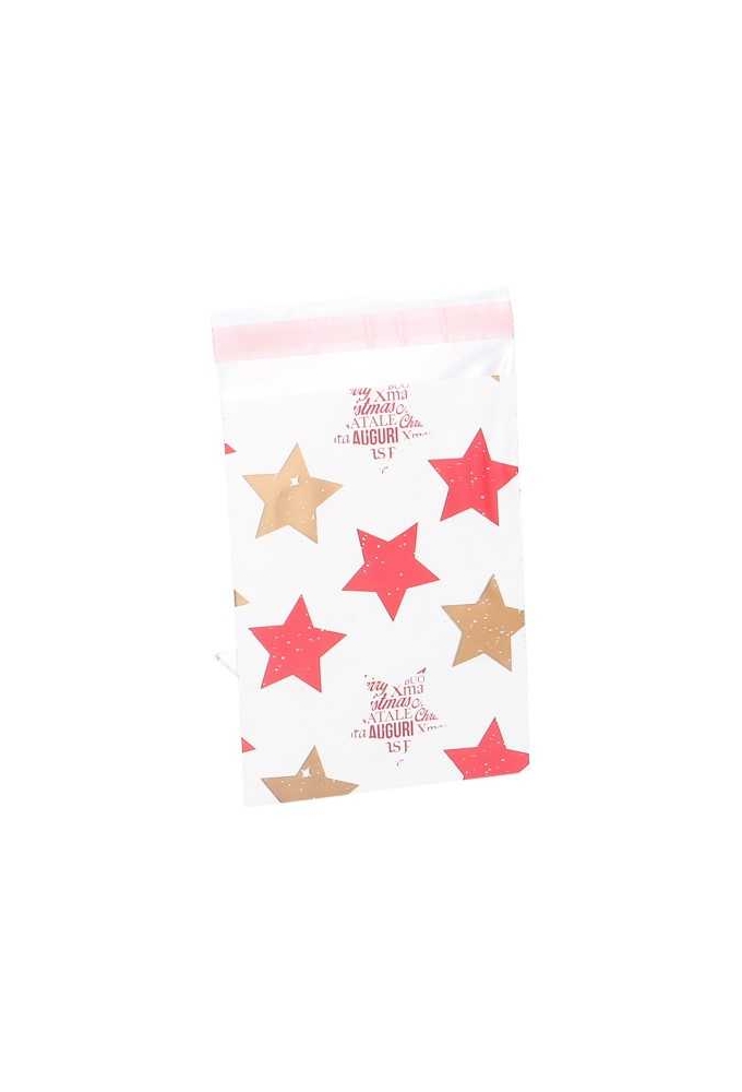 Kerstzakjes Folie Mita Xmas Stars & Plakstrip 25x33.5+3cm 100stuks