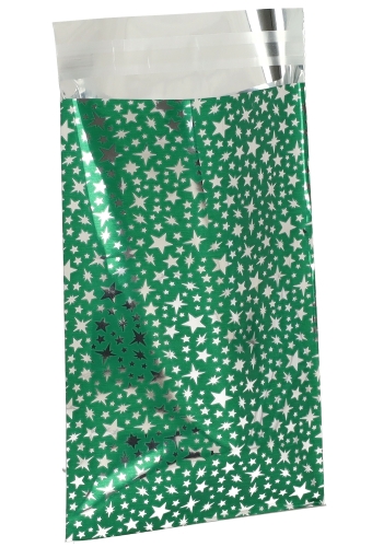 Kerstzakjes Folie Mita Groen & Little stars Plakstrip 15x23.5+3cm 100stuks