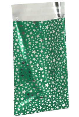 Kerstzakjes Folie Mita Groen & Little stars Plakstrip 15x23.5+3cm 100stuks
