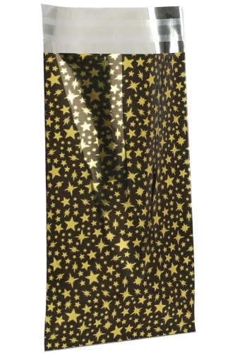 Kerstzakjes Folie Mita Zwart & Little stars Plakstrip 15x23.5+3cm 100stuks