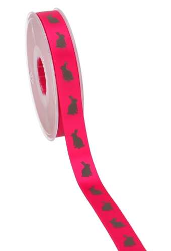 Kadolint Pasen Satijn Fuchsia Haasje Chocolade 15mm x 25meter